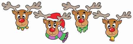 simsearch:400-05701435,k - Four cute Christmas deers - vector illustration. Foto de stock - Super Valor sin royalties y Suscripción, Código: 400-05739208