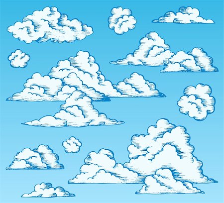 simsearch:400-04272687,k - Clouds drawings on blue sky 1 - vector illustration. Stockbilder - Microstock & Abonnement, Bildnummer: 400-05739200