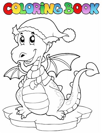 simsearch:400-04236811,k - Coloring book cute winter dragon - vector illustration. Photographie de stock - Aubaine LD & Abonnement, Code: 400-05739202