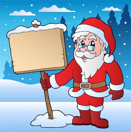 simsearch:400-06099858,k - Scene with Santa Claus and board - vector illustration. Stock Photo - Budget Royalty-Free & Subscription, Code: 400-05739215