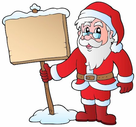 simsearch:400-05701435,k - Santa Claus holding wooden board - vector illustration. Foto de stock - Super Valor sin royalties y Suscripción, Código: 400-05739210
