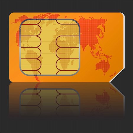 sim card - Sim card with a map of the world. Vector illustration. Stock Photo - Budget Royalty-Free & Subscription, Code: 400-05739258