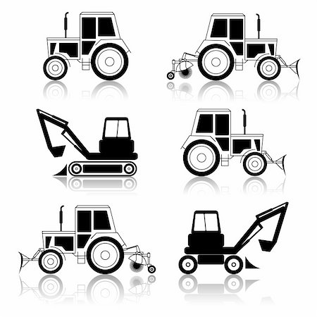 driver tractor - vector excavator end bulldozer isolated on white Stock Photo - Budget Royalty-Free & Subscription, Code: 400-05739266