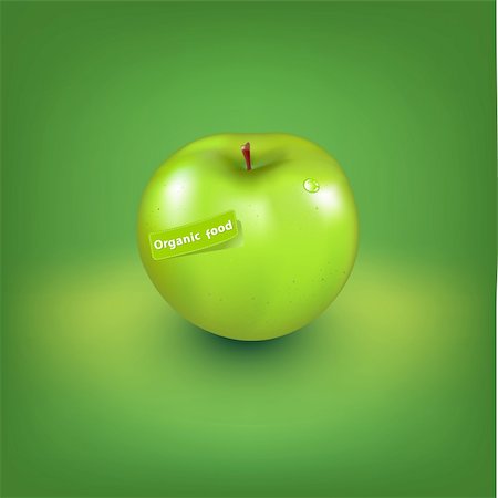 simsearch:400-07619844,k - Green Apple With Organic Label, Vector Illustration Foto de stock - Royalty-Free Super Valor e Assinatura, Número: 400-05739289