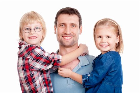 simsearch:400-07517983,k - father with his two children looking at the camera, smiling - isolated on white Foto de stock - Super Valor sin royalties y Suscripción, Código: 400-05739311