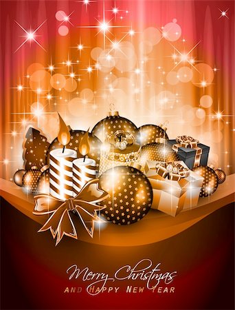simsearch:400-04717438,k - Elegant greetings background for flyers or brochure for Christmas or New Year Events with a lot of stunning Colorful baubles. Foto de stock - Super Valor sin royalties y Suscripción, Código: 400-05739821