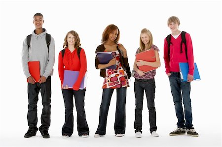 Full Length Studio Portrait Of Five Teenage Students Stock Photo - Budget Royalty-Free & Subscription, Code: 400-05730006