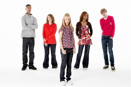 simsearch:400-04402293,k - Full Length Studio Portrait Of Five Teenage Friends Stock Photo - Budget Royalty-Free & Subscription, Code: 400-05730017