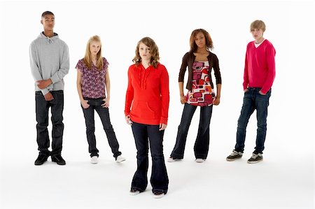simsearch:400-04402293,k - Full Length Studio Portrait Of Five Teenage Friends Stock Photo - Budget Royalty-Free & Subscription, Code: 400-05730021