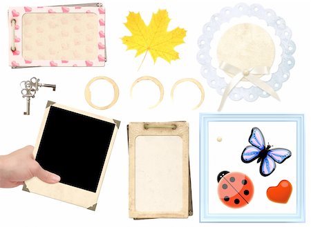 simsearch:400-04914530,k - Collection elements for scrapbooking. Objects isolated over white Stockbilder - Microstock & Abonnement, Bildnummer: 400-05730072