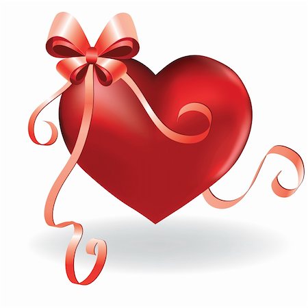 simsearch:400-07326110,k - Heart love card valentine background with ribbon and bow vector illustration. Photographie de stock - Aubaine LD & Abonnement, Code: 400-05730140