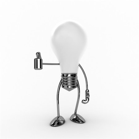 Illustration of a white bulb with hands and feet Stock Photo - Budget Royalty-Free & Subscription, Code: 400-05730189