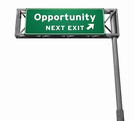 simsearch:400-05730322,k - Opportunity Freeway Exit Sign. 3D illustration isolated on white background. Foto de stock - Royalty-Free Super Valor e Assinatura, Número: 400-05730318