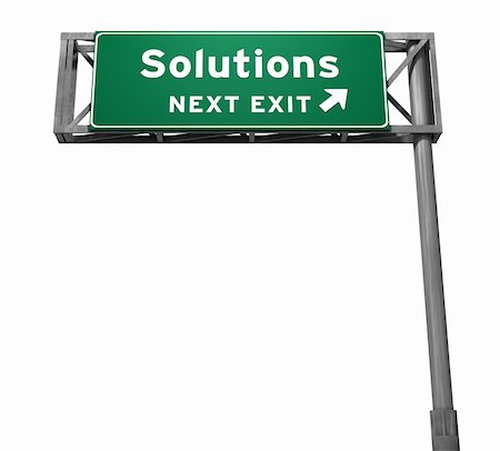 simsearch:400-05730311,k - Solutions Freeway Exit Sign. 3D illustration isolated on white background. Stockbilder - Microstock & Abonnement, Bildnummer: 400-05730319