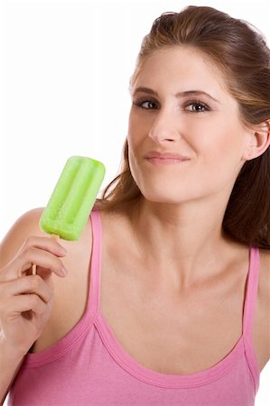 simsearch:695-05770291,k - young female hand holding green Italian ice frozen dessert and smiling Stockbilder - Microstock & Abonnement, Bildnummer: 400-05730389