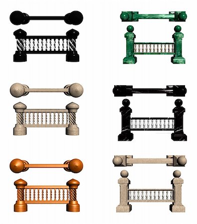 simsearch:400-07038923,k - Stone and wood columns with balusters of different colors, which are components of various barriers. Stock Photo - Budget Royalty-Free & Subscription, Code: 400-05730708