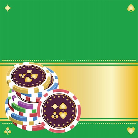 simsearch:400-04672615,k - pile of playing chips of various colors on a green background with frame Stock Photo - Budget Royalty-Free & Subscription, Code: 400-05730710