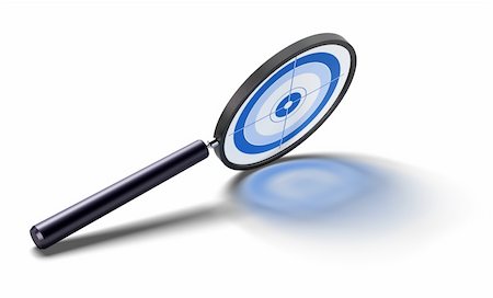 magnifying glass with a blue target inside for special analysis - image over a white background with reflections. Stock Photo - Budget Royalty-Free & Subscription, Code: 400-05730732