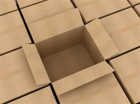 simsearch:400-05730843,k - Opened cardboard box and some clossed boxes Stock Photo - Budget Royalty-Free & Subscription, Code: 400-05730842