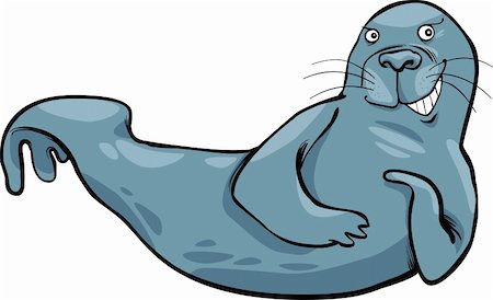 simsearch:400-07478875,k - cartoon illustration of funny grey seal Foto de stock - Super Valor sin royalties y Suscripción, Código: 400-05730855