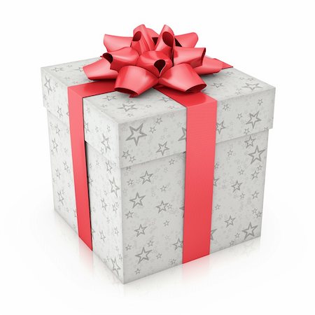 Gift with star prints and textured red ribbon. Stock Photo - Budget Royalty-Free & Subscription, Code: 400-05730878