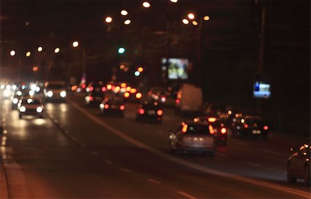 Defocused night scene of traffic lights and cars. Stock Photo - Budget Royalty-Free & Subscription, Code: 400-05730895