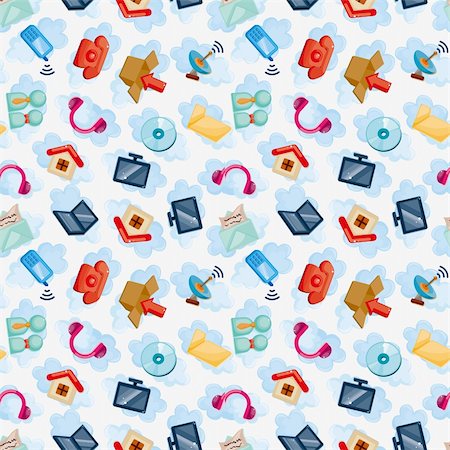 Icons for Cloud network ,seamless pattern Photographie de stock - Aubaine LD & Abonnement, Code: 400-05730946