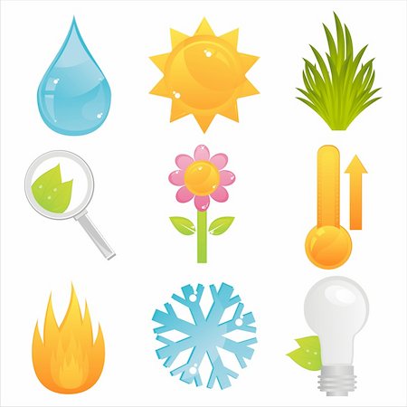 simsearch:400-05739512,k - set of 9 colorful nature icons Stock Photo - Budget Royalty-Free & Subscription, Code: 400-05731037