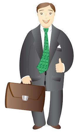 simsearch:400-09050917,k - isolated cartoon smiling businessman with portfolio on white background Stock Photo - Budget Royalty-Free & Subscription, Code: 400-05731205