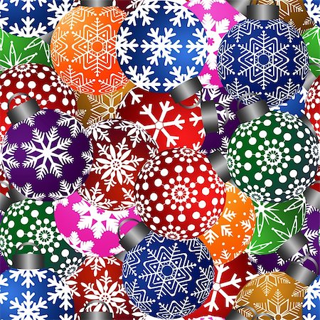 simsearch:400-06423062,k - Colorful Christmas Tree Ornaments Seamless Tile Pattern Background Illustration Photographie de stock - Aubaine LD & Abonnement, Code: 400-05731227