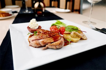 simsearch:400-05335169,k - Roasted duck with pear,marinated in red wine and mascarpone rose Stock Photo - Budget Royalty-Free & Subscription, Code: 400-05731303