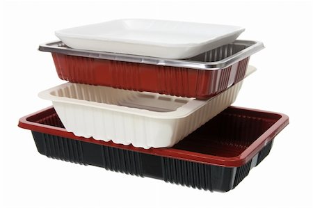 Stack of Food Trays on White Background Foto de stock - Super Valor sin royalties y Suscripción, Código: 400-05731394