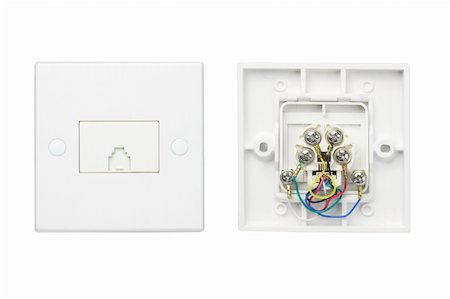 External and internal views of telephone wall sockets on white background Photographie de stock - Aubaine LD & Abonnement, Code: 400-05731532