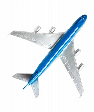 simsearch:400-06070095,k - Passanger airplane toy isolated over white background. Top view. Stockbilder - Microstock & Abonnement, Bildnummer: 400-05731586