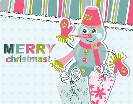 scrapbook cards christmas - Template christmas greeting card, vector illustration Stock Photo - Budget Royalty-Free & Subscription, Code: 400-05731881