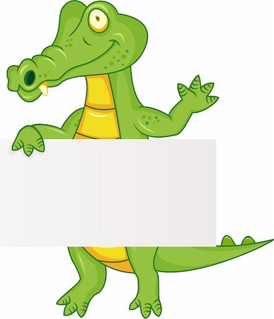 Vector illustration of funny crocodile with blank sign Stock Photo - Budget Royalty-Free & Subscription, Code: 400-05731895