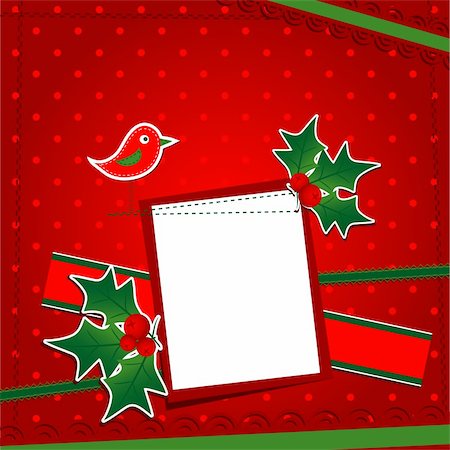 scrapbook cards christmas - Template christmas greeting card, vector illustration Stock Photo - Budget Royalty-Free & Subscription, Code: 400-05731902