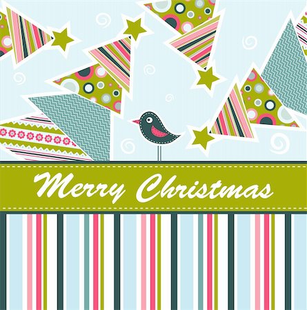 scrapbook cards christmas - Template christmas greeting card, vector illustration Stock Photo - Budget Royalty-Free & Subscription, Code: 400-05731957