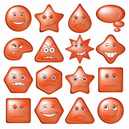 face expression emotional cartoon - Set of various smileys buttons eps10, orange. Vector Stock Photo - Budget Royalty-Free & Subscription, Code: 400-05732168