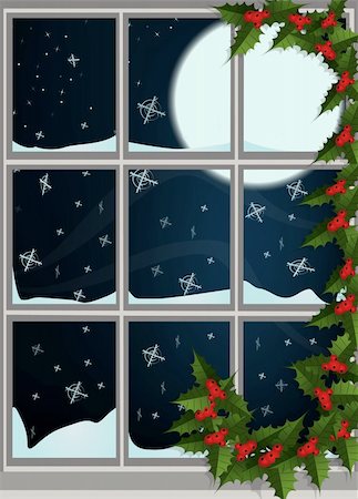 snowflakes on window - Eps10, gradients and mesh Stock Photo - Budget Royalty-Free & Subscription, Code: 400-05732239
