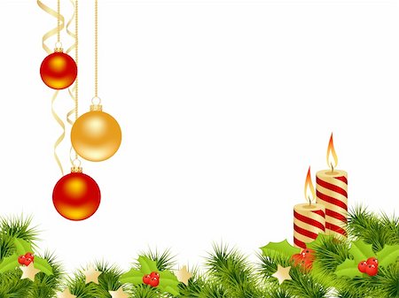 simsearch:400-07061808,k - Christmas card white background with decoration. Vector illustration. Photographie de stock - Aubaine LD & Abonnement, Code: 400-05732274