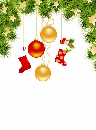 simsearch:400-07061808,k - Christmas white background with decorations. Vector illustration. Photographie de stock - Aubaine LD & Abonnement, Code: 400-05732277