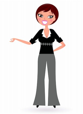 simsearch:400-04204809,k - Beautiful young Business Woman makes presentation. Vector Stock Photo - Budget Royalty-Free & Subscription, Code: 400-05732502