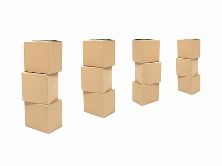 simsearch:400-05708252,k - Cardboard boxes isolated against a white background Stock Photo - Budget Royalty-Free & Subscription, Code: 400-05732719