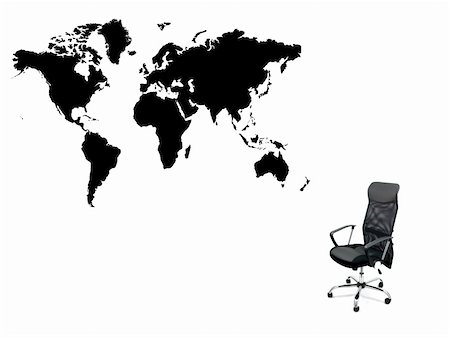simsearch:400-04847731,k - An illustration of a world map and an office chair Stockbilder - Microstock & Abonnement, Bildnummer: 400-05732723