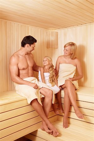 Happy family with a child in a sauna Stock Photo - Budget Royalty-Free & Subscription, Code: 400-05732840