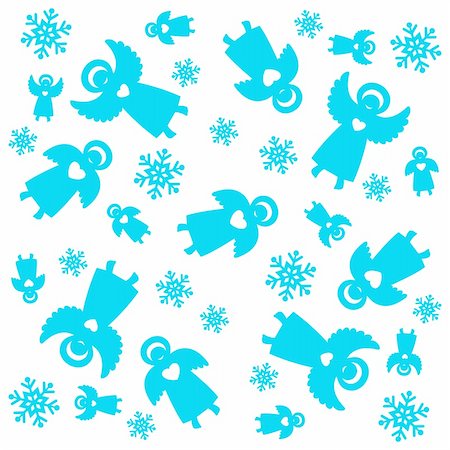 simsearch:400-04762703,k - Christmas pattern. Angels and snowflakes. Vector seamless template. Stock Photo - Budget Royalty-Free & Subscription, Code: 400-05733007