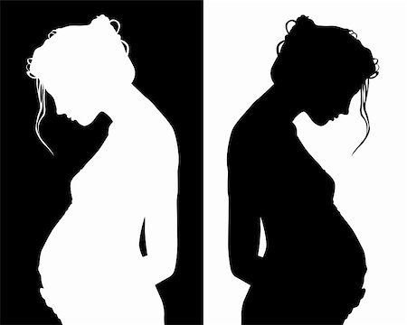 black and white silhouettes of pregnant Stock Photo - Budget Royalty-Free & Subscription, Code: 400-05733131