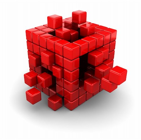abstract 3d illustration of red cubes, assembling concept Stock Photo - Budget Royalty-Free & Subscription, Code: 400-05733728