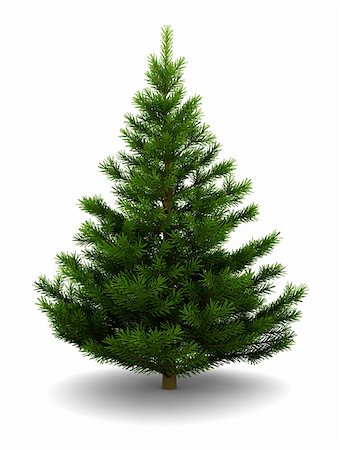 3d illustration of christmas tree over white background, with shadow Foto de stock - Super Valor sin royalties y Suscripción, Código: 400-05733735